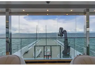 Space for fun of all sorts. The crew can also extend the crane and set up a swing over the water