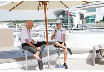 Esteban Ocon, then of Force India, gives an interview on board the yacht
