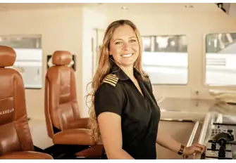 Captain Nicola Fawcett, formerly of the 48.8m CHASSEUR, forged an excellent reputation as a charter captain. Why is this still unusual?