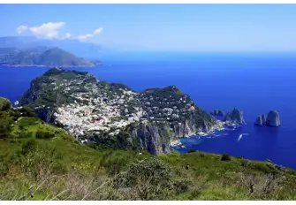 High up on the island of Capri looking over the Faraglioni Rocks on the island's south eastern tip