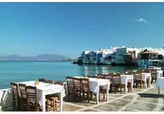 Picturesque Little Venice is one of the main attraction in Mykonos, along with some famous beach clubs