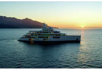 A huge battery bank and advanced power management systems allow her to operate silently all night at anchor