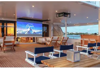 Outdoor cinema on the main deck aft