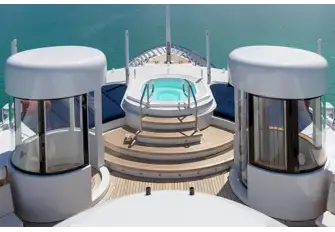 The shower, jacuzzi and elevator on the forward sun deck
