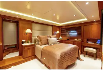 The chic owner's suite is a light and spacious haven