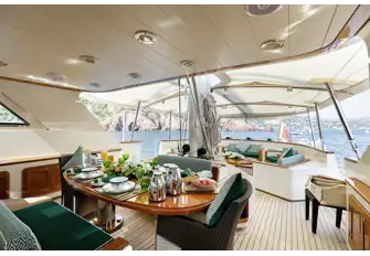 Exterior and interior design by Perini Navi creates a natural flow and comfort on board