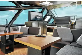 The saloon has a pop-up TV