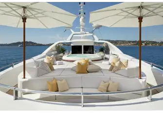 Lounge seating, sunpads and a large jacuzzi on the forward sun deck