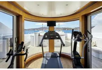 Climate controlled gym on the sun deck