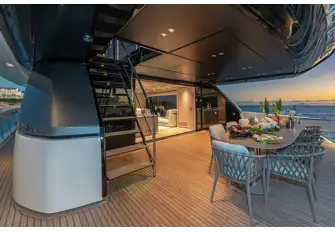 There is open-air dining on the main deck aft