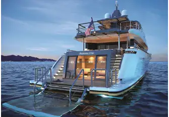 The beach club 'cabana' and hydraulic bathing platform