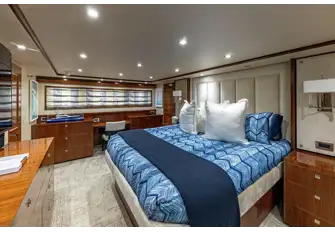The full-beam owner's suite is on the lower deck