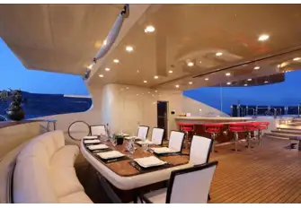Shaded sun deck dining