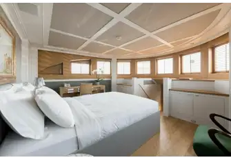 Panoramic views in the owner's suite, forward on the main deck