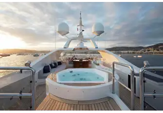 Looking aft from the huge sunpad forward on the sun deck