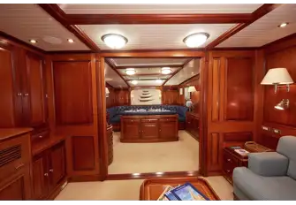 Looking to starboard from the saloon into the dining room