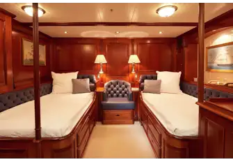 Twin berths to starboard in the owner's suite