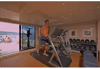 The sun deck has a dedicated gym