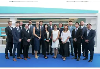Burgess Managing Partner Tim Wiltshire (far left) and Chairman Asia Jean-Marc Poullet (third from left) with Burgess' Asia team