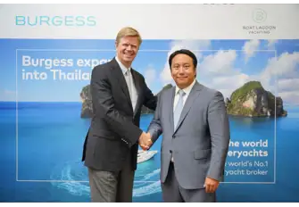 Jean-Marc Poullet with Vrit Yongsakul of Boat Lagoon Yachting, Burgess' partner in Thailand