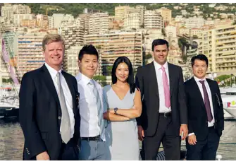 (L-R) Jean-Marc Poullet with his first four hires, all still with the company: James Tsui, Hwee Tiah, Mark Woodmansey and Joe Yuen