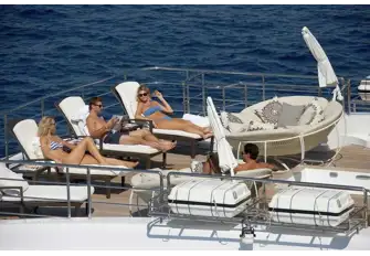 A jacuzzi (bottom right) and expansive, adaptable deck spaces