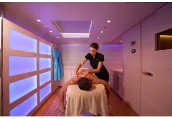 The wellness centre, forward on the sun deck, has a massage room