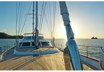 Plenty of versatile teak decked space on the foredeck