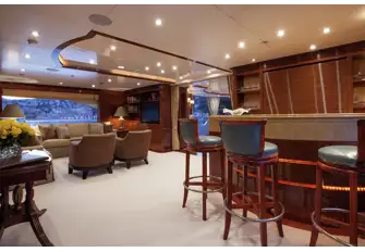 The sky lounge has a sit-up bar with a lounge area to starboard