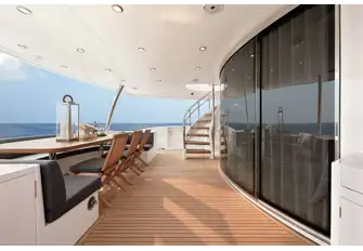 Open-air dining on the main deck aft