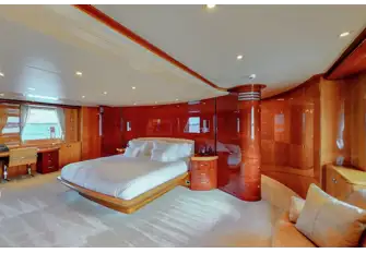 Like the VIP suite, the owner's suite is full beam and forward on the main deck