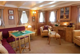 Sip your aperitif around the green baize table in the card room, sporting the original pearwood marquetry