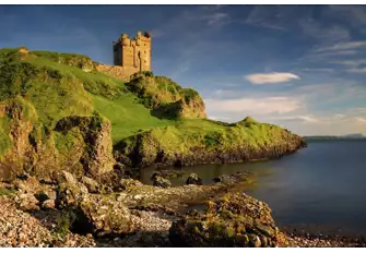 The sunlit ruins of Gylen Castle on the Isle of Kerrera