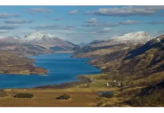 Laudale, seen lower right, commands the shores of the spectacular Loch Sunart