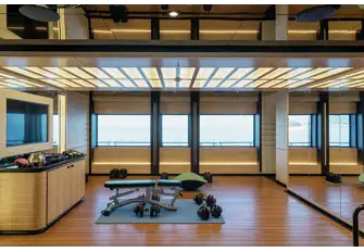 A dedicated gym on the main deck