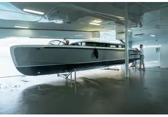 The garage for her custom tenders is on the lower deck