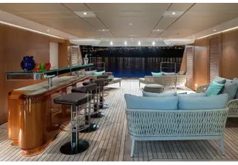 The lower deck's Ocean Lounge beach club is vast