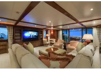 The main saloon opening onto the aft deck