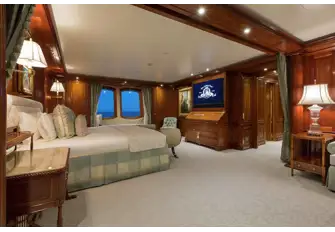 The full beam owner's suite forward on the main deck