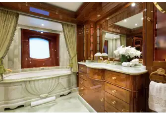 The owner's bathroom with feature bath