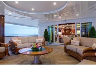 A convivial lounge on the main deck aft