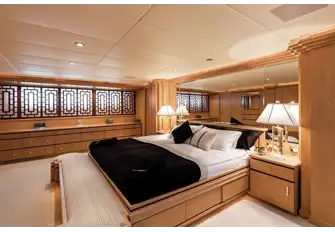 The full beam suite on the lower deck, one of two potential owner's suites