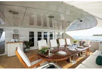 Open-air dining on the main deck aft