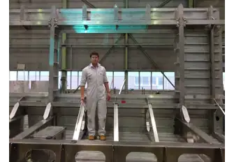 Burgess New Construction's Rory Boyle on site at Feadship Royal Van Lent in the early stages of HASNA's build