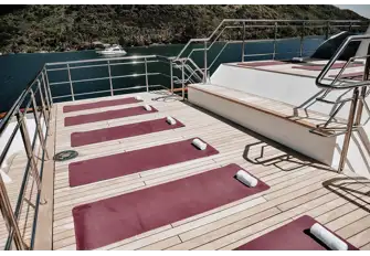 Yoga area on the flybridge deck