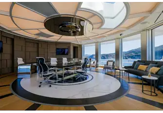 An impressive private office on the owner's deck