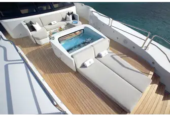 The Portuguese bridge, jacuzzi and sunpad forward on the bridge deck