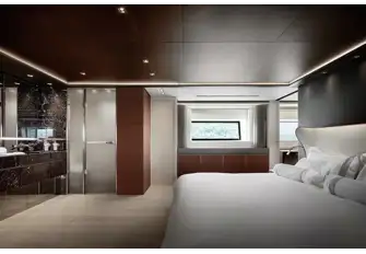 The cool, contemporary full beam main deck master suite
