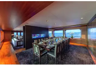 Main deck dining area and saloon aft