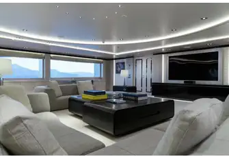 The sky lounge also serves as a cinema room